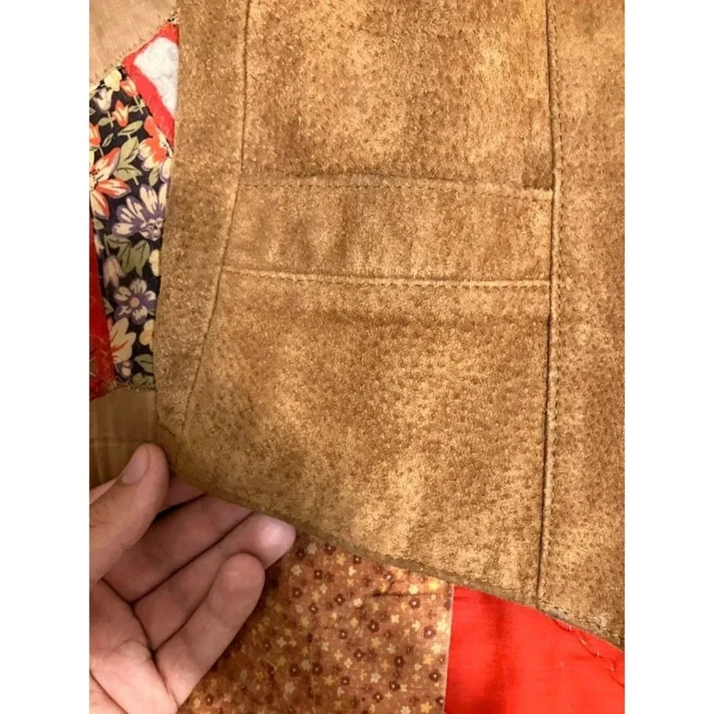Scully Mens Tan Brown Leather Western Cowboy Vest Size 44 Button Front Yoke